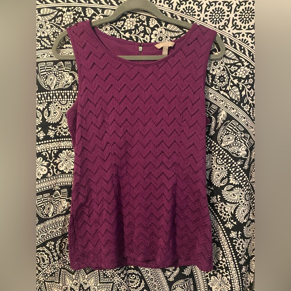 Banana Republic Purple Lace Overlay Top
